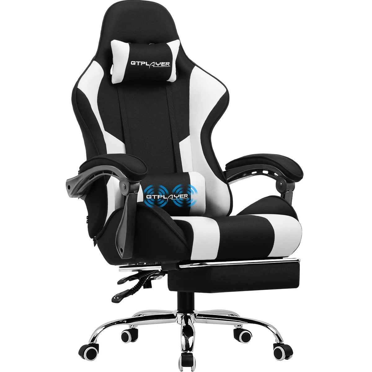GTPLAYER Gaming Chair With Footrest, Lumbar Support, Headrest