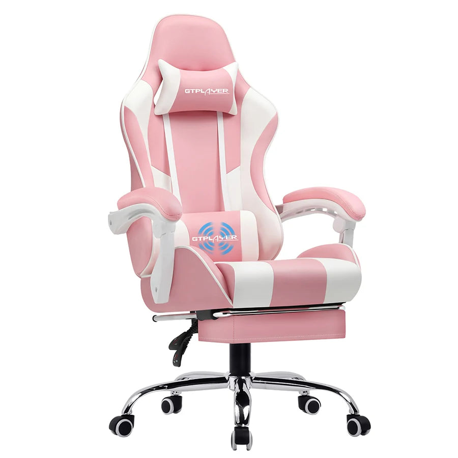 GTPLAYER Gaming Chair With Footrest, Swivel Seat, Headrest, Lumbar Support