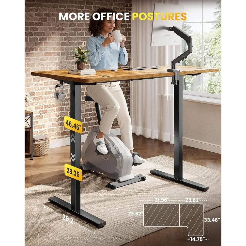 Electric Corner Desk With Adjustable Sit-Stand And Memory Controller