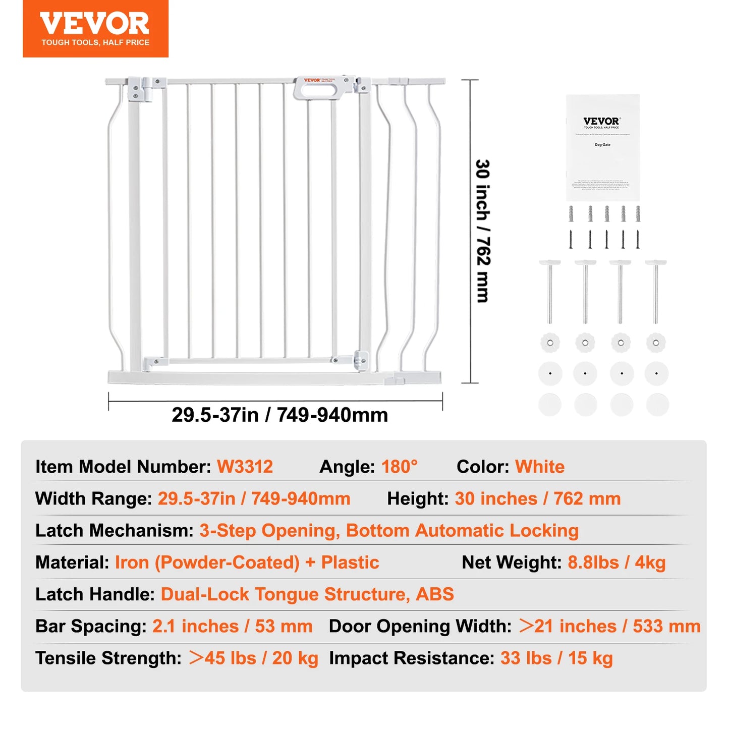 SucceBuy Baby Gate Pressure Mount Walk Through Pets And Kids