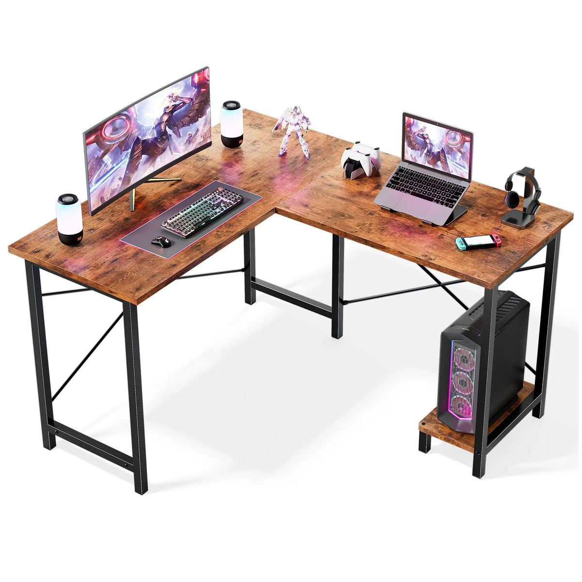 JHK L-Shaped Desk With CPU Shelf For Home Office And Gaming