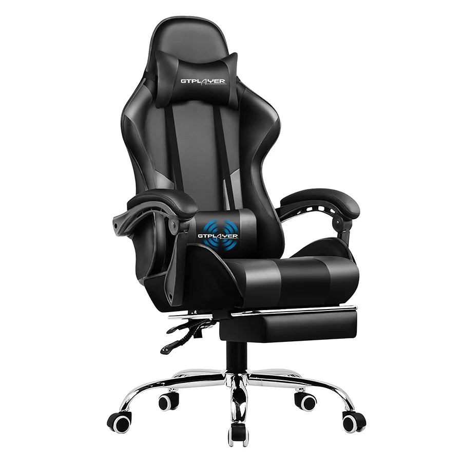 GTPLAYER Gaming Chair With Footrest, Swivel Seat, Headrest, Lumbar Support