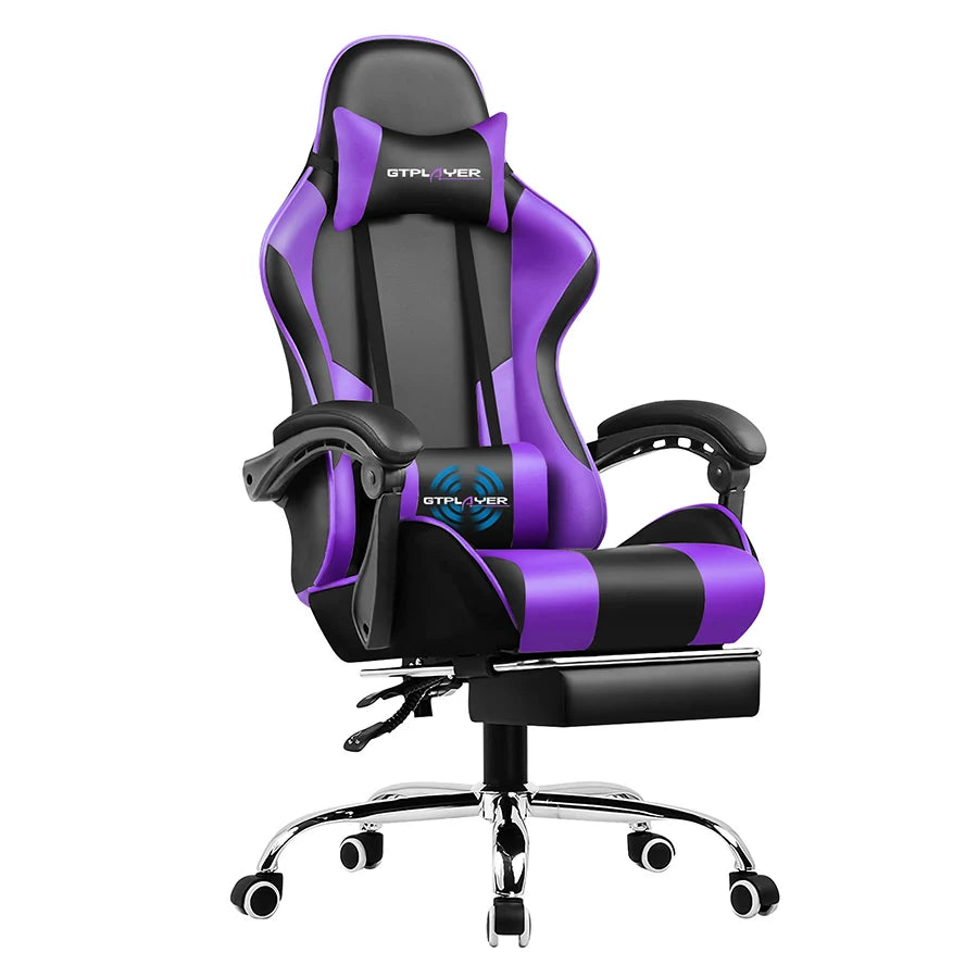 GTPLAYER Gaming Chair With Footrest, Swivel Seat, Headrest, Lumbar Support