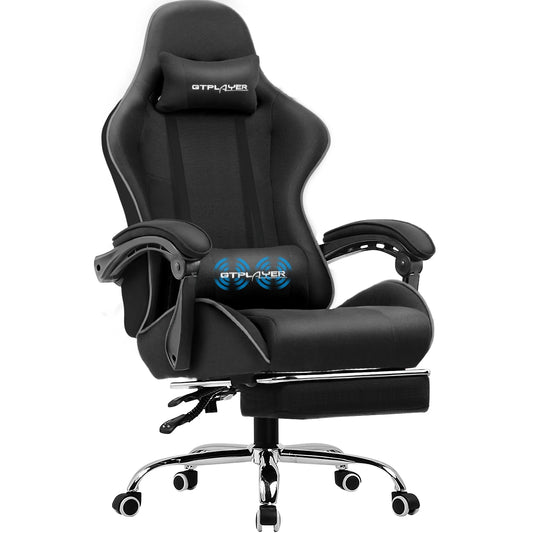 GTPLAYER Gaming Chair With Footrest, Lumbar Support, Headrest