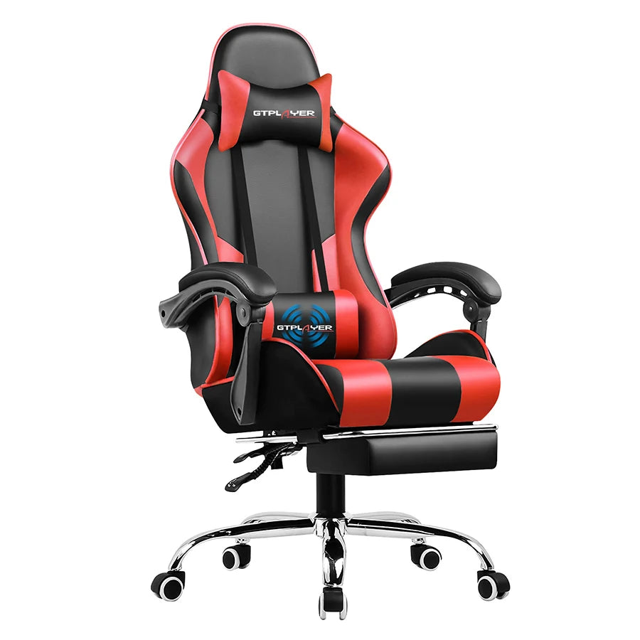 GTPLAYER Gaming Chair With Footrest, Swivel Seat, Headrest, Lumbar Support