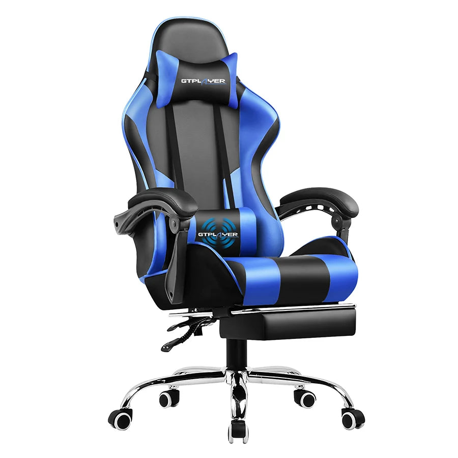 GTPLAYER Gaming Chair With Footrest, Swivel Seat, Headrest, Lumbar Support