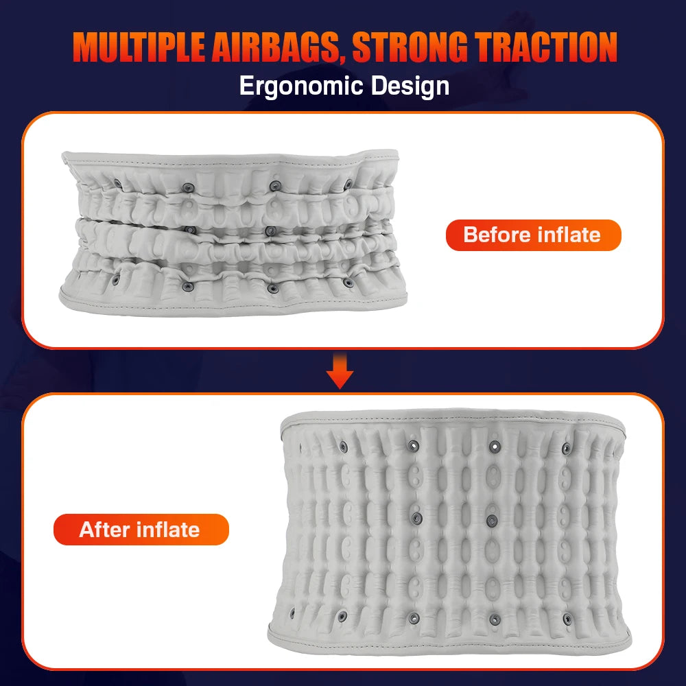 Inflatable Decompression Belt with Rechargeable Battery Inflatable Lumbar Traction Device Heating Waist Massage Back Pain Relief