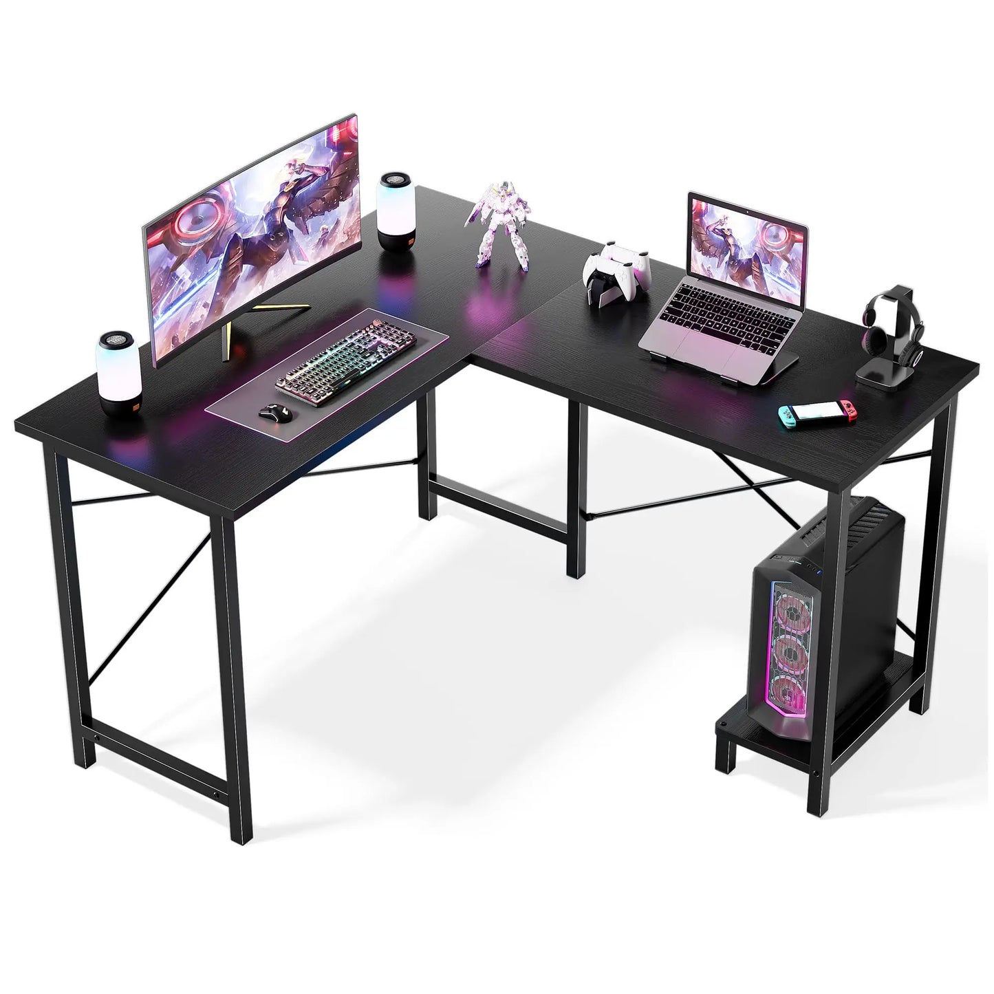 JHK L-Shaped Desk With CPU Shelf For Home Office And Gaming