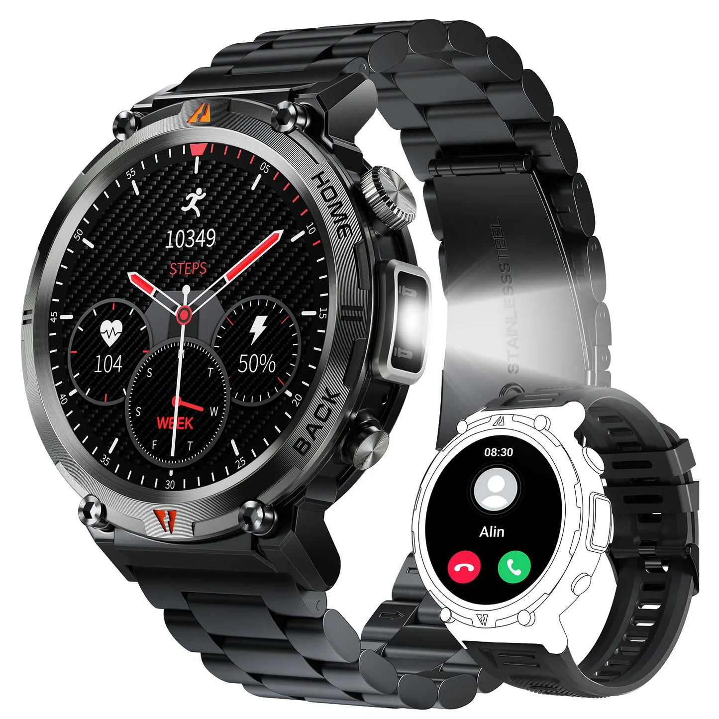 EIGIIS Smartwatch For Men Bluetooth With Heart Rate Monitor