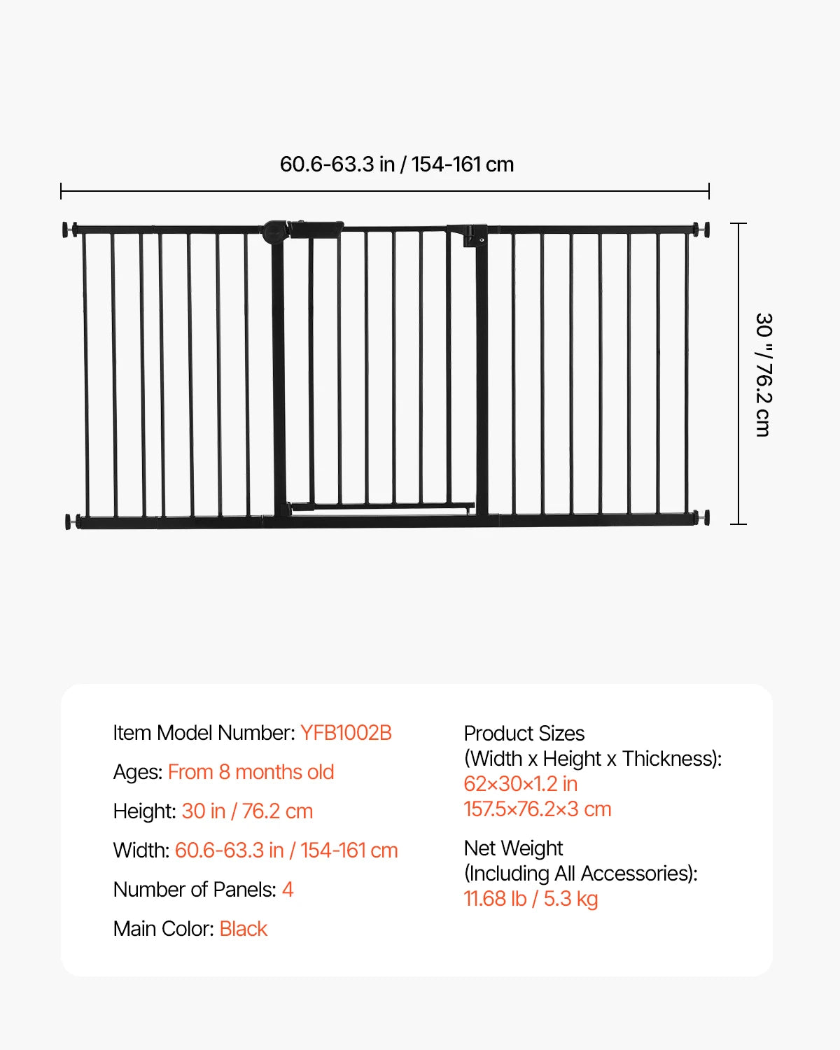 SucceBuy Baby Gate Pressure Mount Walk Through Pets And Kids