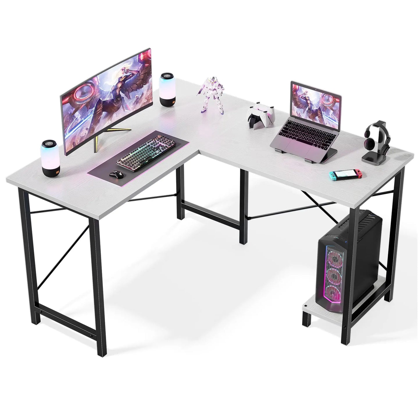 JHK L-Shaped Desk With CPU Shelf For Home Office And Gaming