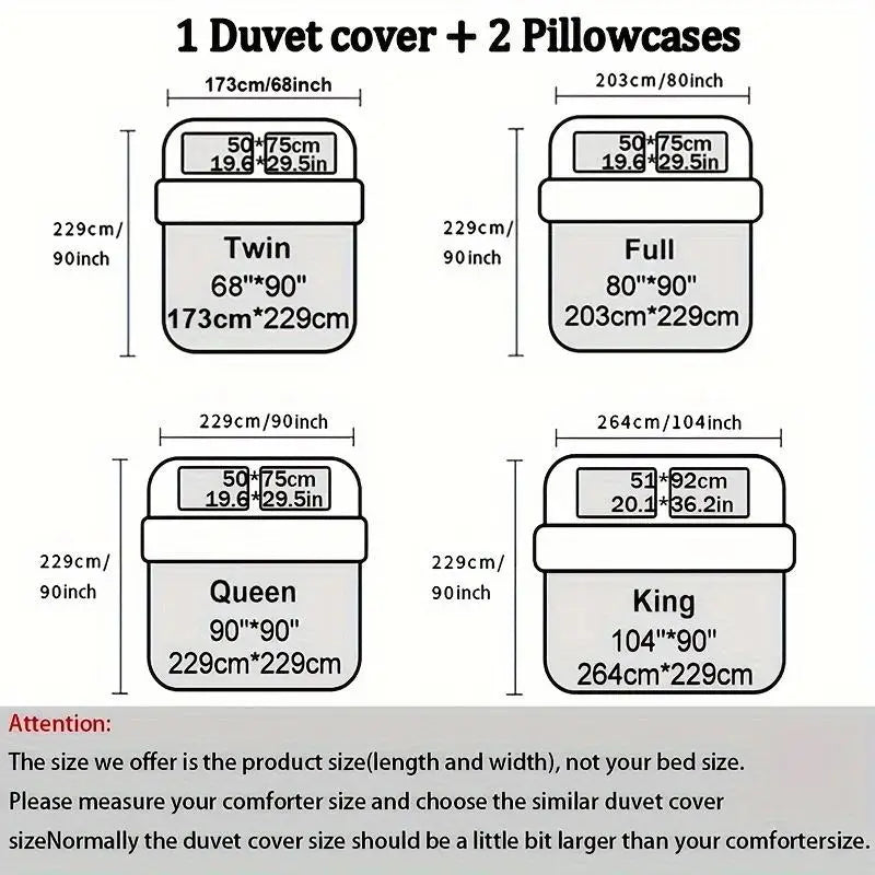 NONECN Bohemian Quilt Cover Set 3 Piece Duvet Cover and Pillowcases