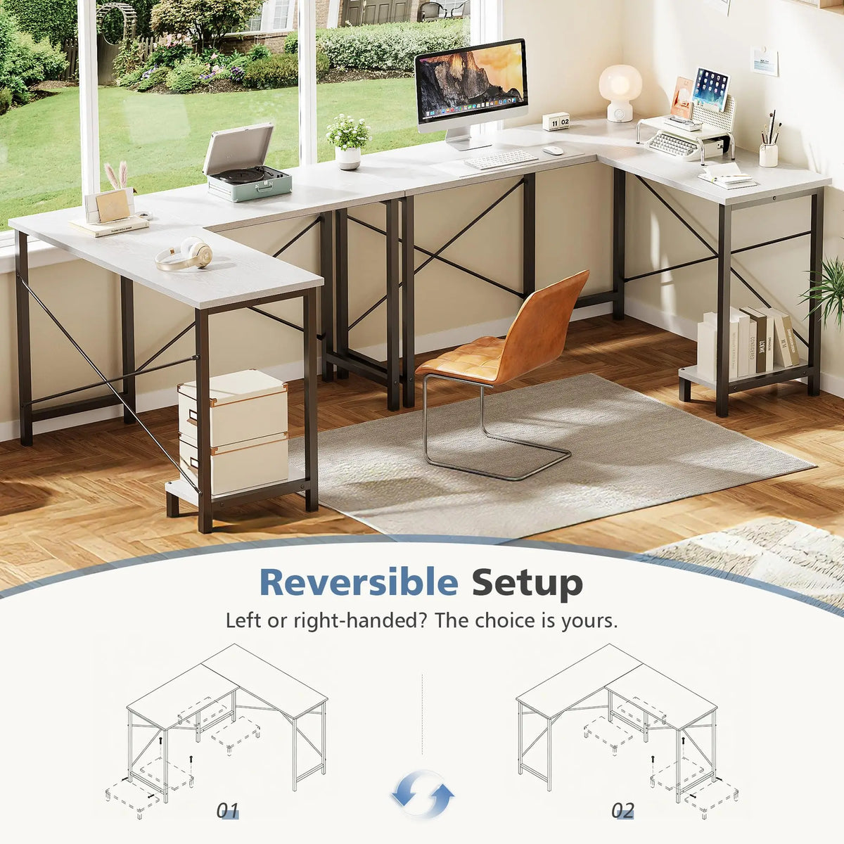 JHK L-Shaped Desk With CPU Shelf For Home Office And Gaming