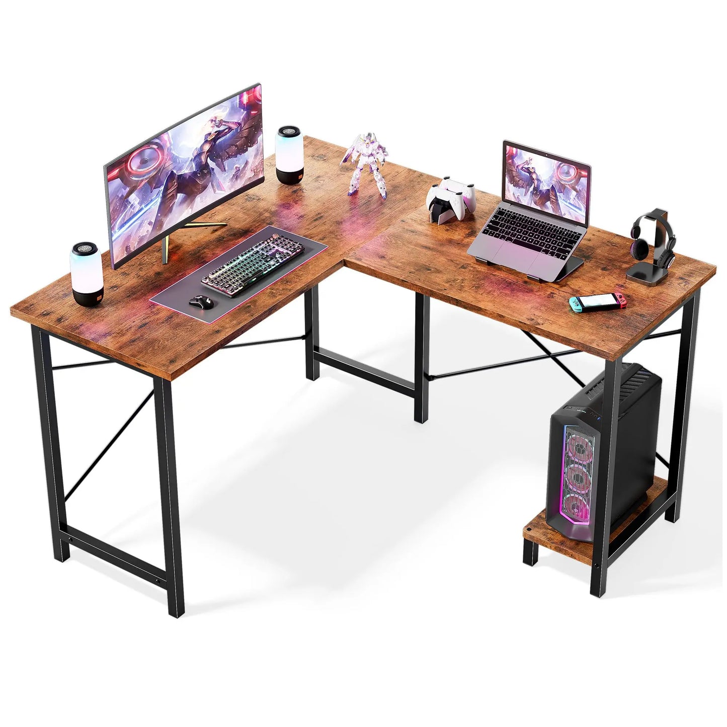 JHK L-Shaped Desk With CPU Shelf For Home Office And Gaming