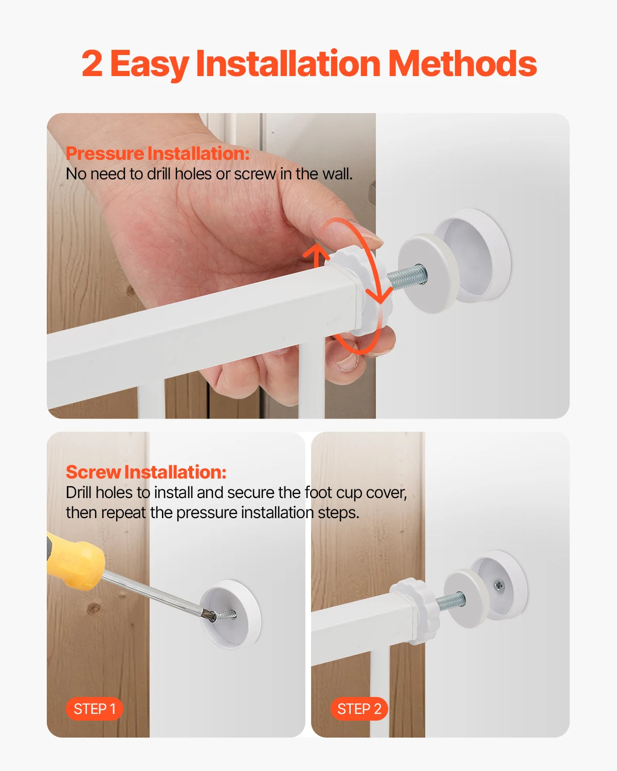 SucceBuy Baby Gate Pressure Mount Walk Through Pets And Kids