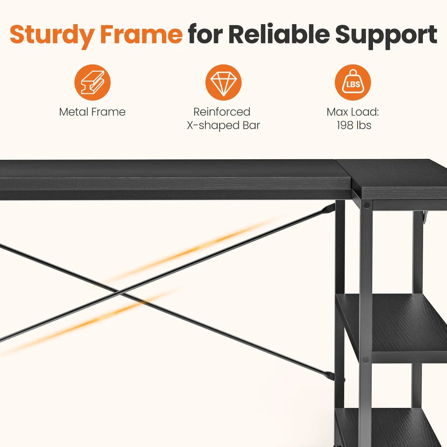 JHK L Shaped Desk With Reversible Storage Shelves Home Office