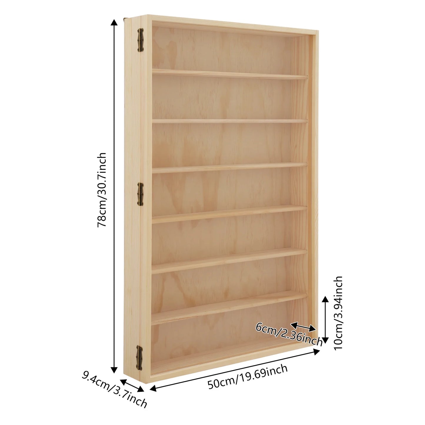 7-Tier Wall-Mounted Wooden Display Cabinet for Model Cars and Figures