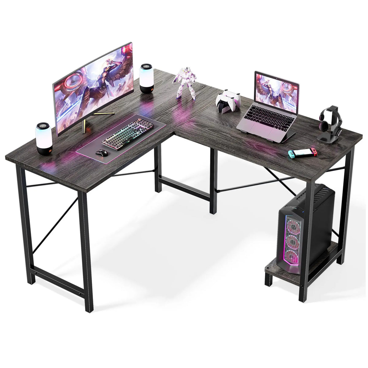 JHK L-Shaped Desk With CPU Shelf For Home Office And Gaming