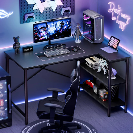 JHK L Shaped Desk With Reversible Storage Shelves Home Office