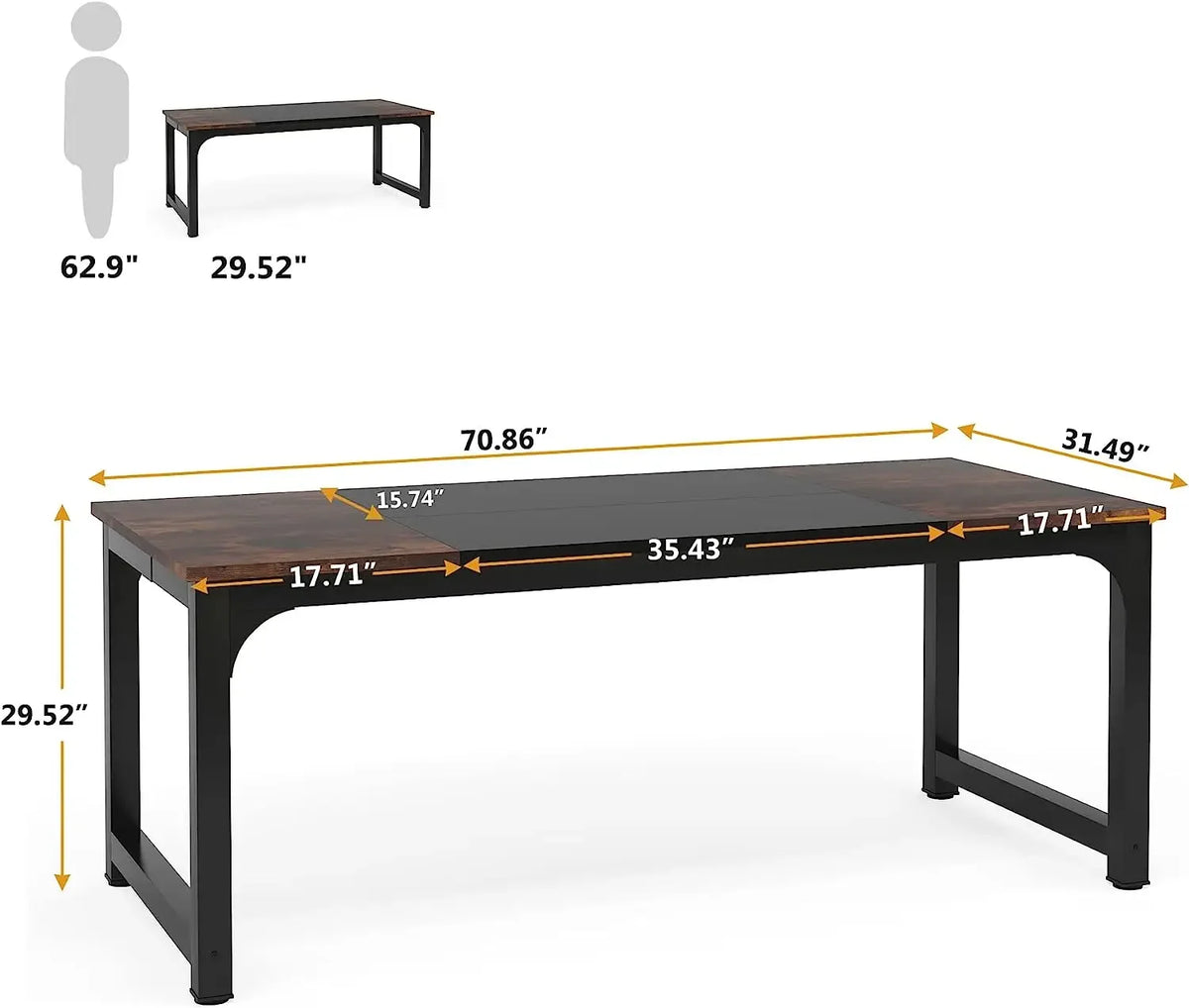 Tribesigns Modern Computer Desk Large Office Desk Workstation For Home Office