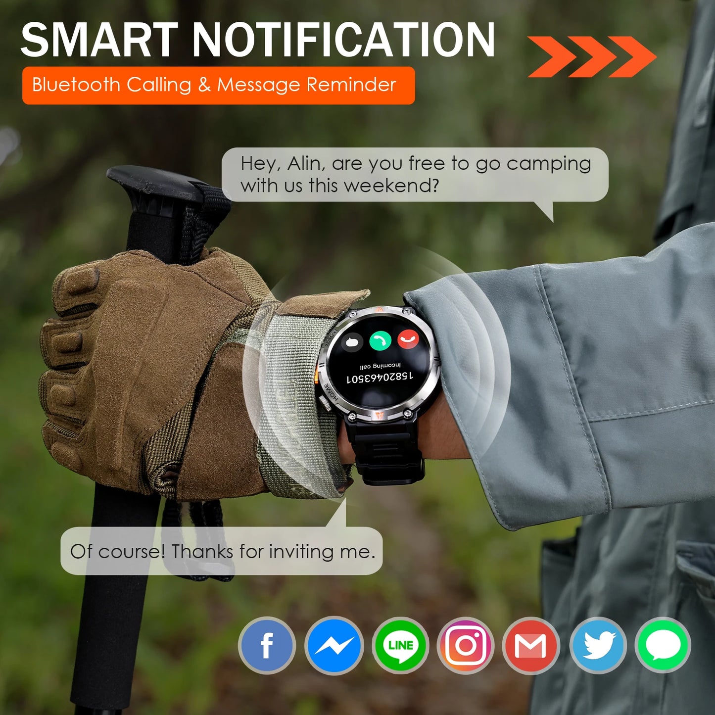 EIGIIS Smartwatch For Men Bluetooth With Heart Rate Monitor