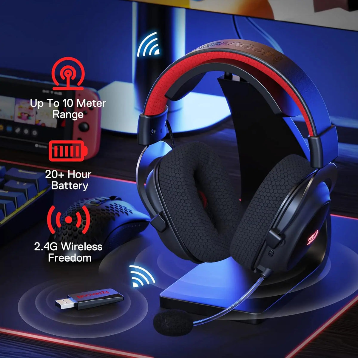Redragon H510 Pro Zeus-X RGB Wireless Gaming Headset 7.1 Surround Sound