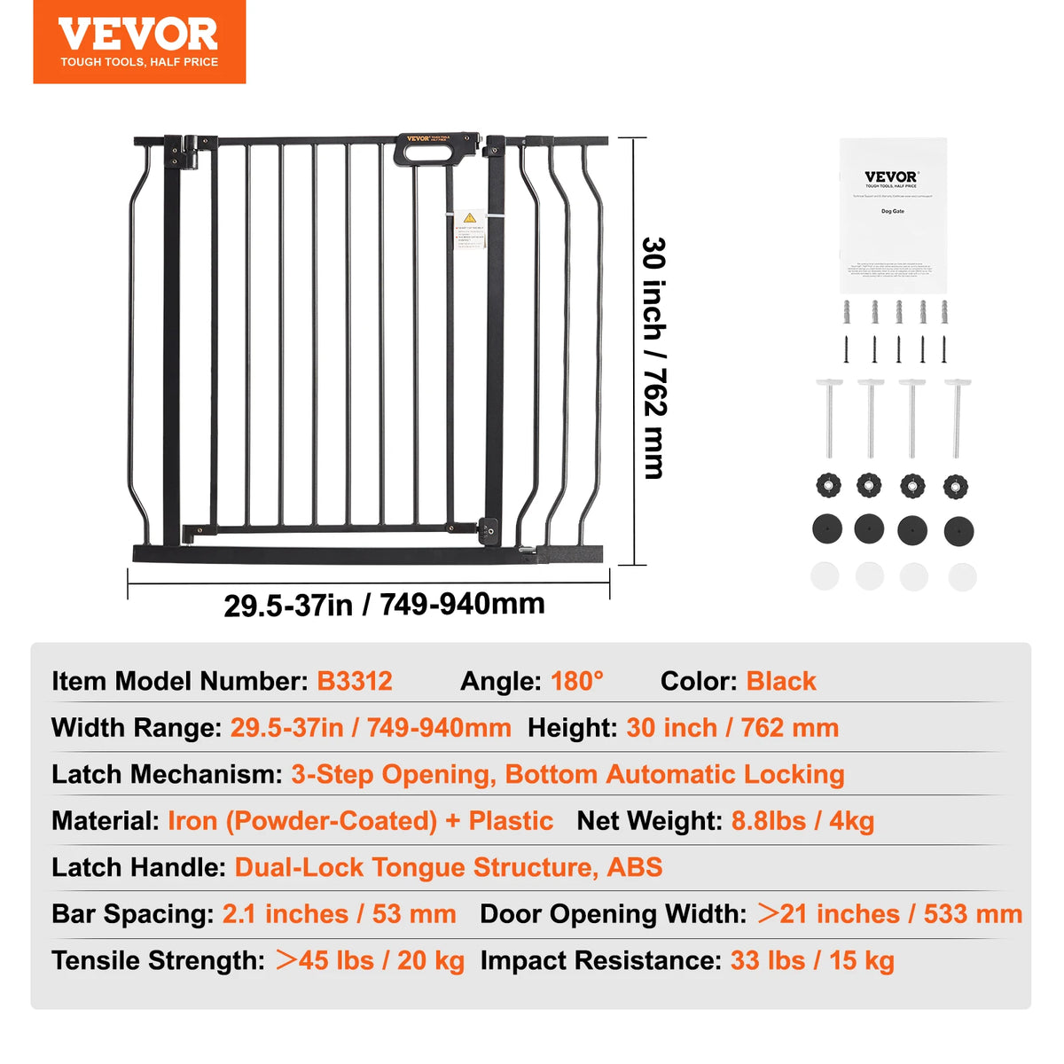 SucceBuy Baby Gate Pressure Mount Walk Through Pets And Kids