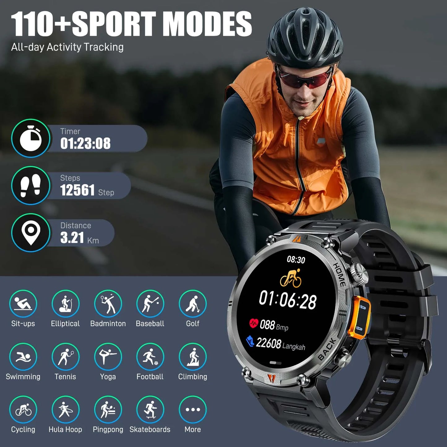 EIGIIS Smartwatch For Men Bluetooth With Heart Rate Monitor