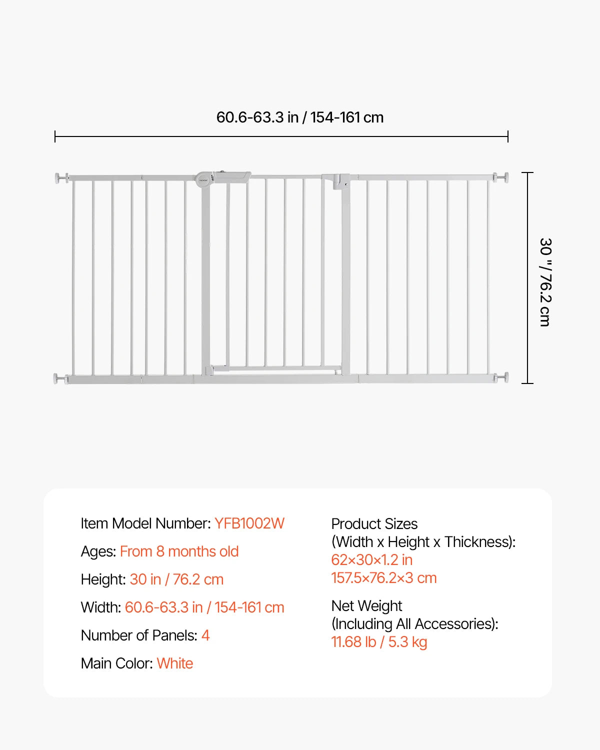 SucceBuy Baby Gate Pressure Mount Walk Through Pets And Kids