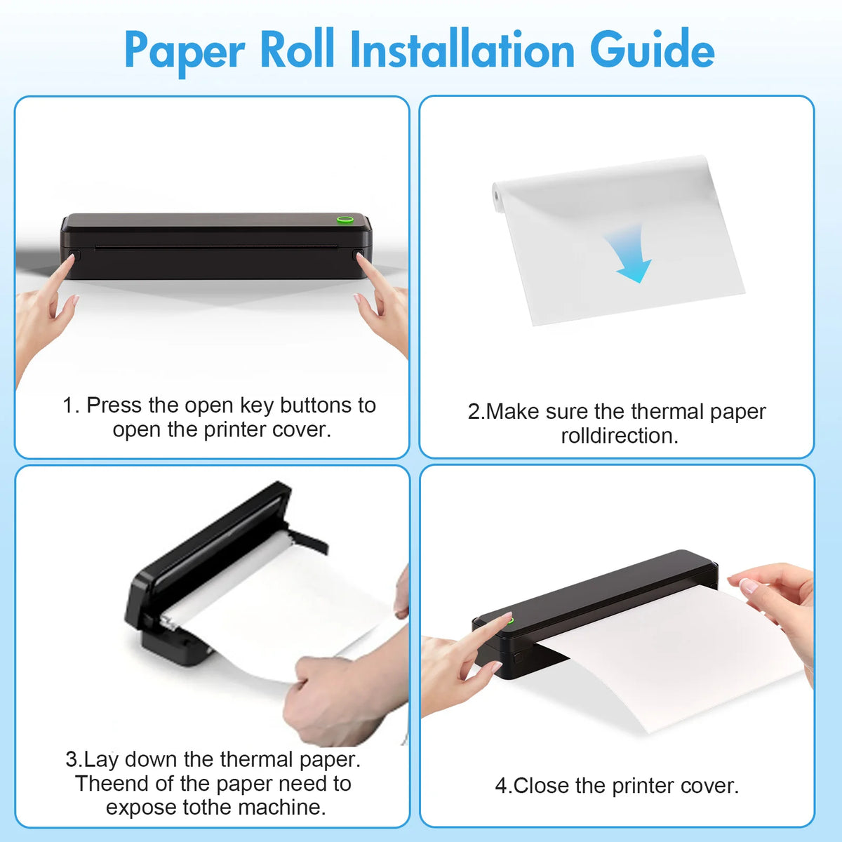 TakeYou Portable Wireless Inkless Thermal Printer For Travel And Office