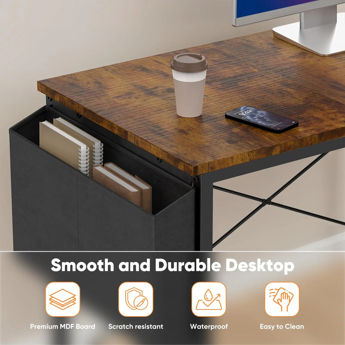 JHK L Shaped Desk with Storage Shelf for Home Office