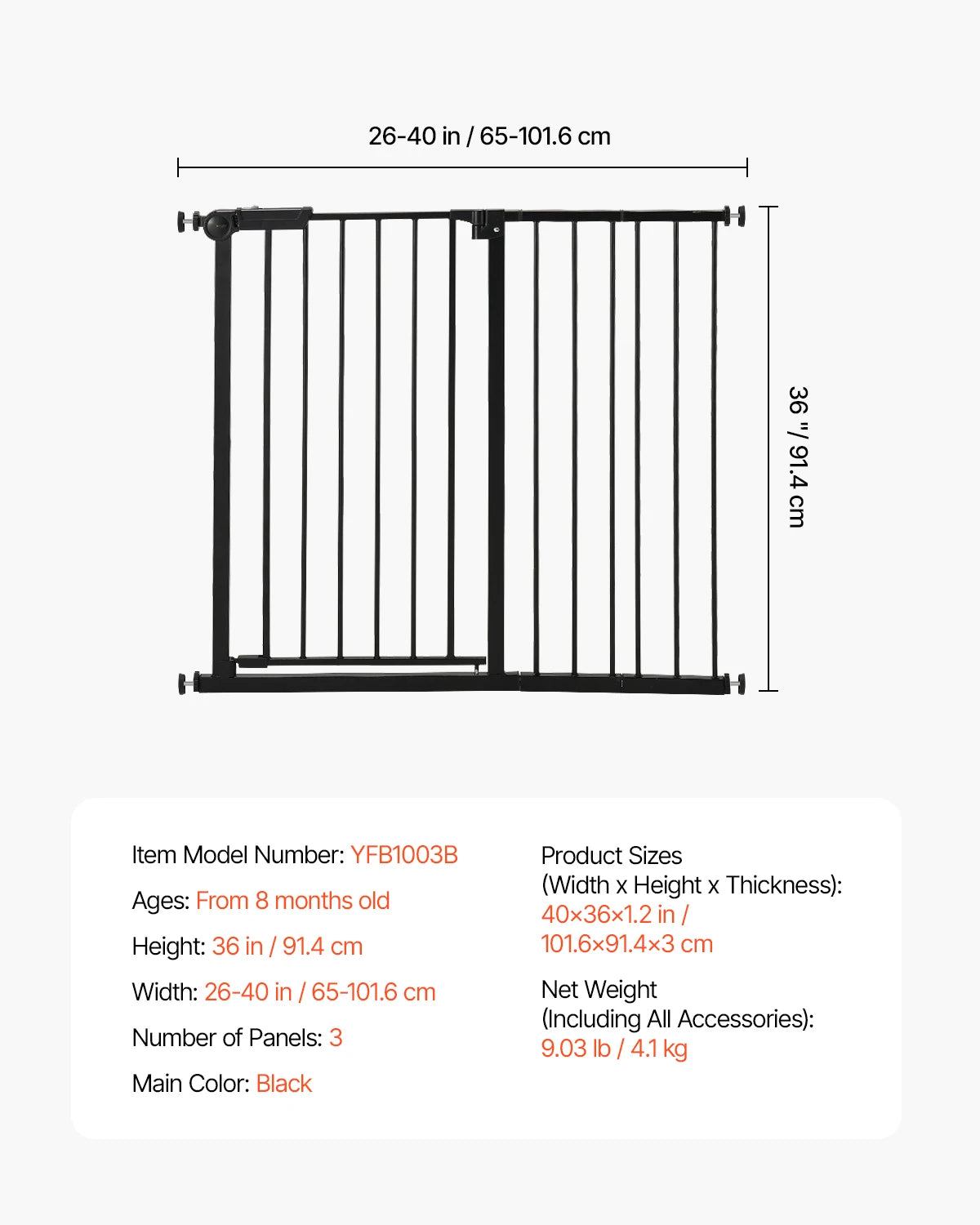 SucceBuy Baby Gate Pressure Mount Walk Through Pets And Kids