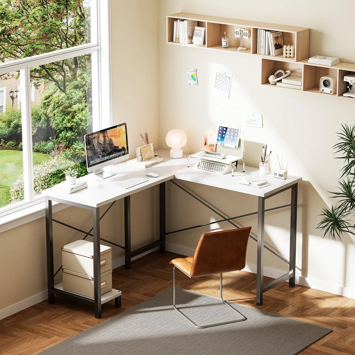 JHK L-Shaped Desk With CPU Shelf For Home Office And Gaming