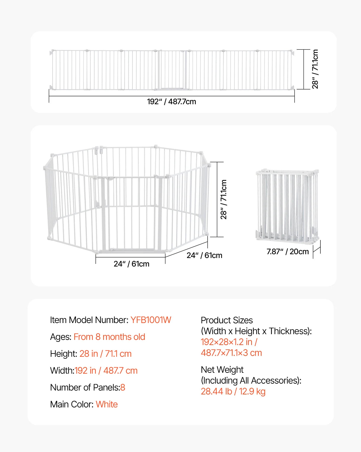 SucceBuy Baby Gate Pressure Mount Walk Through Pets And Kids