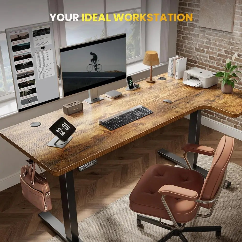 Electric Corner Desk With Adjustable Sit-Stand And Memory Controller