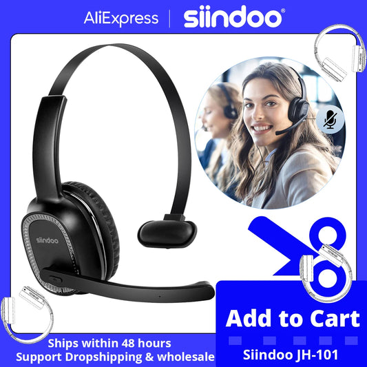 Siindoo JH-101 Wireless Headset with Mic for Office Calls