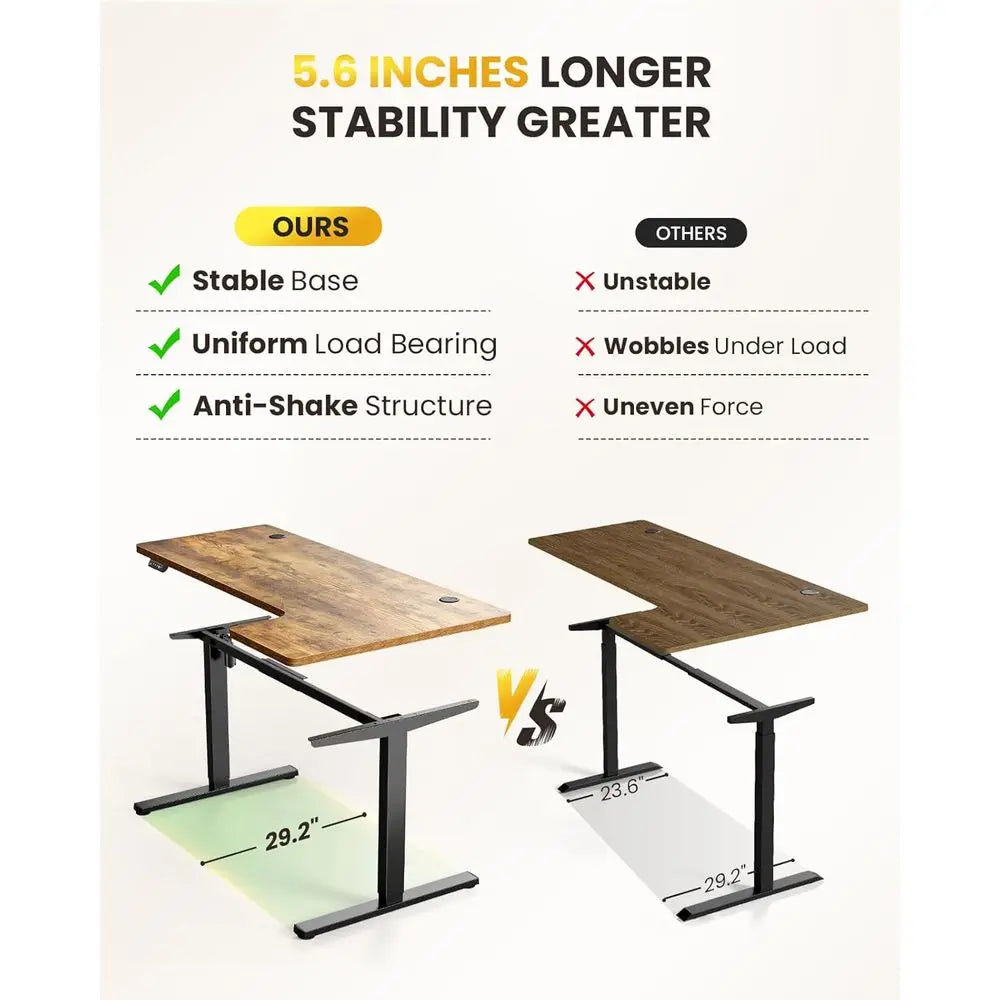 Electric Corner Desk With Adjustable Sit-Stand And Memory Controller