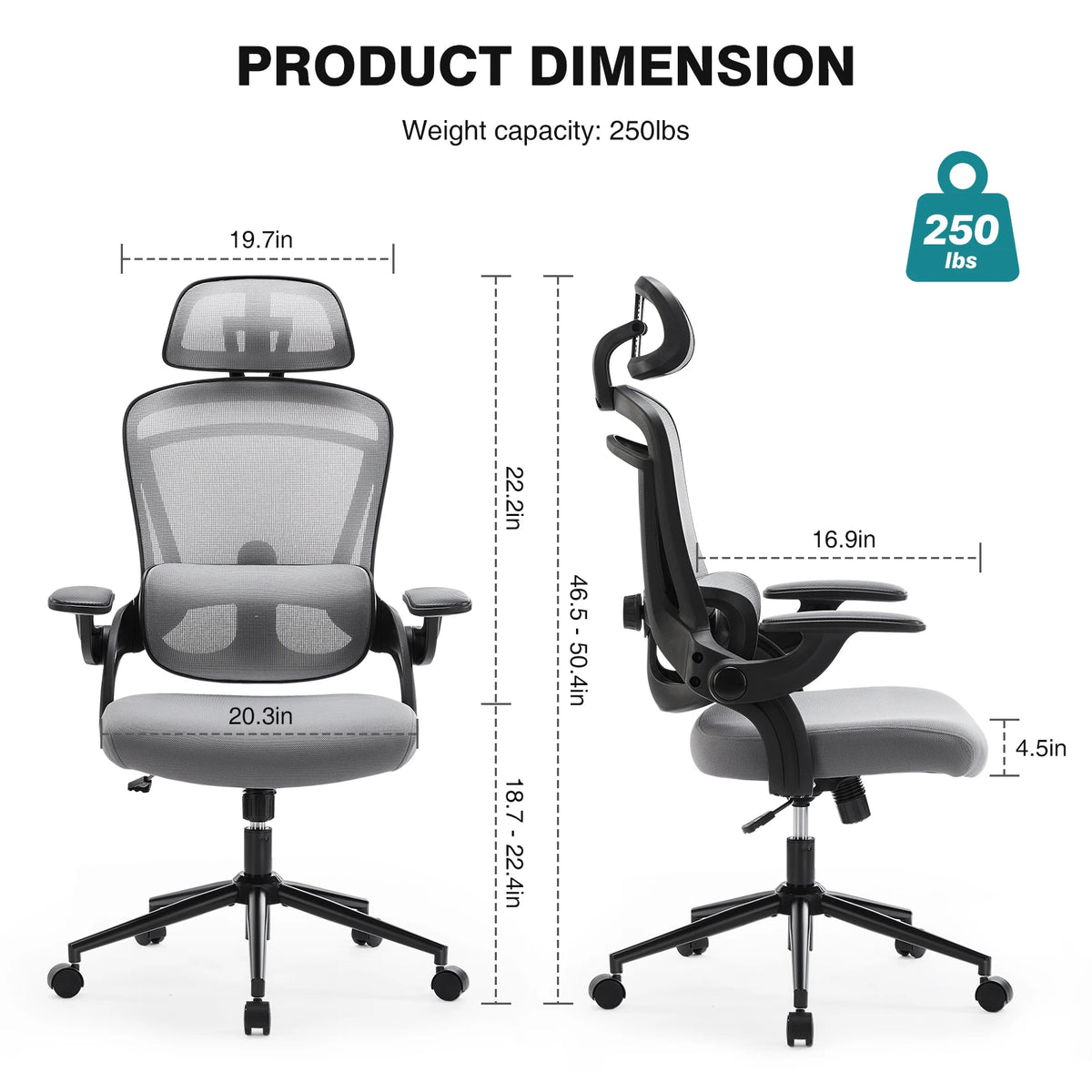JHK Ergonomic Mesh Office Chair With Lumbar Support And Tilt