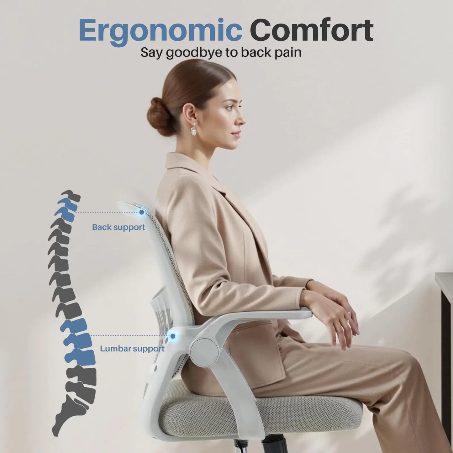 Jhk Ergonomic Mid Back Office Chair With Adjustable Height