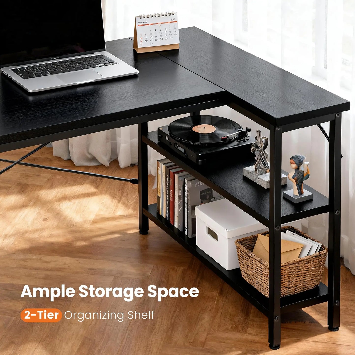 JHK L Shaped Desk With Reversible Storage Shelves Home Office