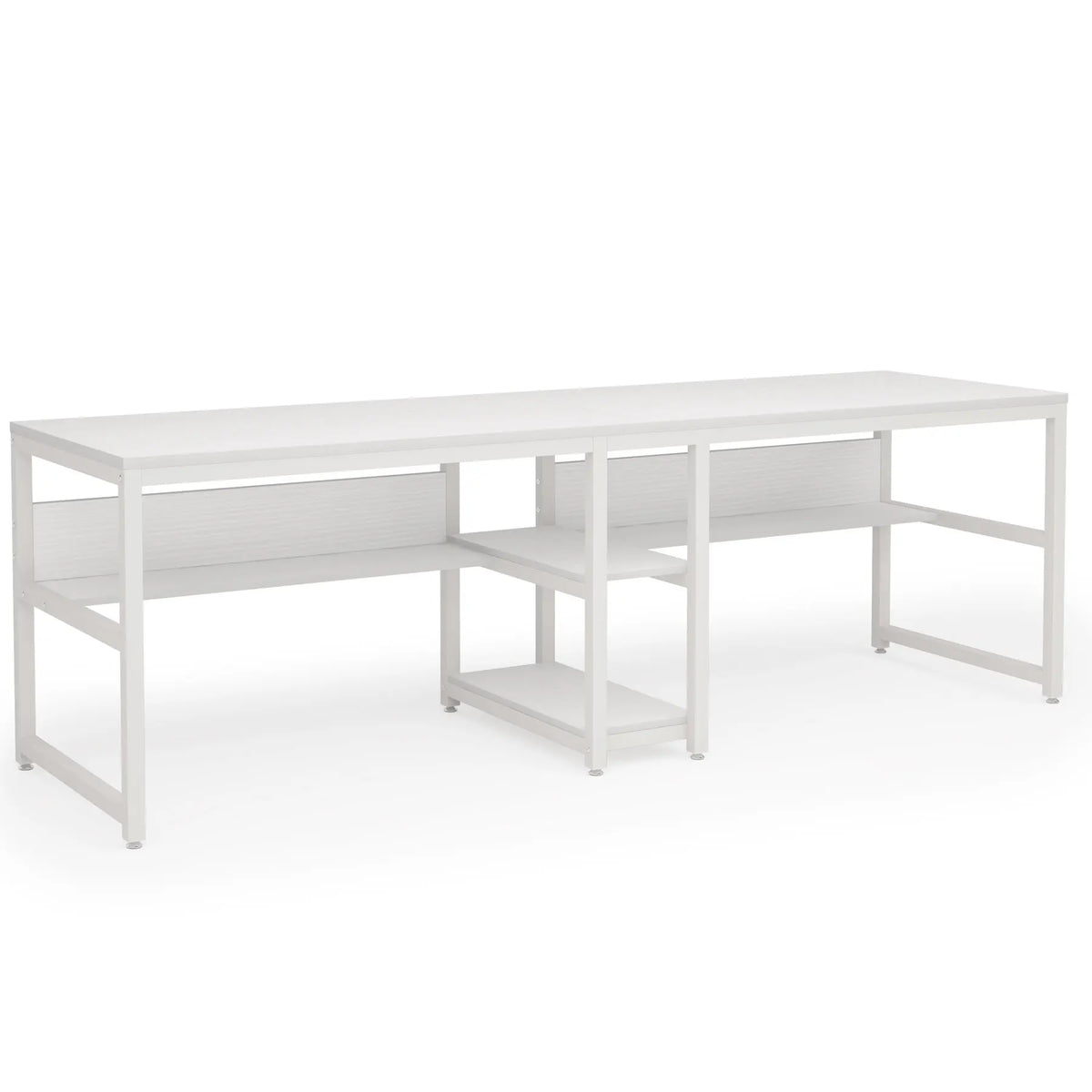 Tribesigns Two Person Desk With Bookshelf Rustic Workstation
