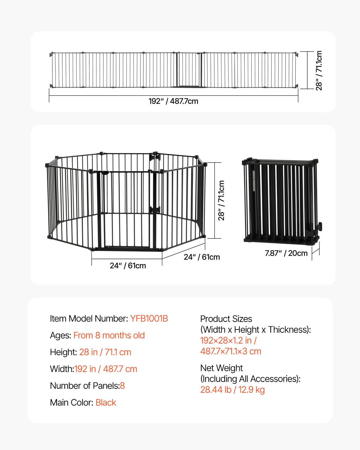 SucceBuy Baby Gate Pressure Mount Walk Through Pets And Kids