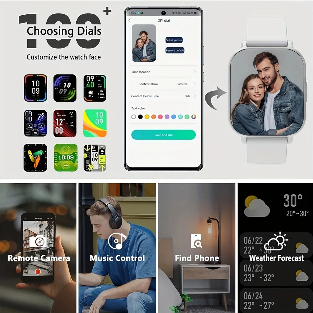Odelettevcy Smart Watch For Men And Women Multi Function Tracker