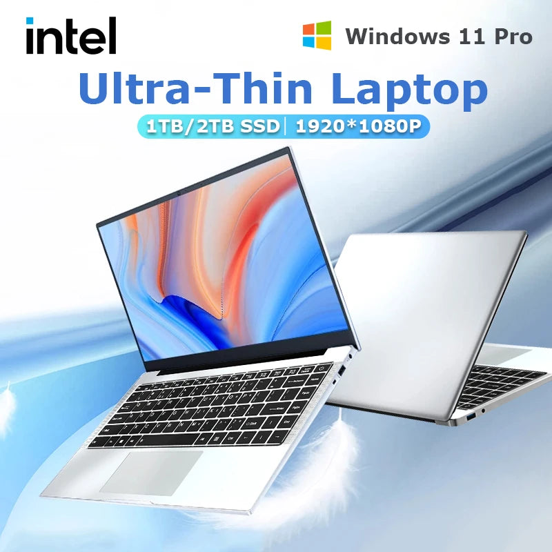 Erilles Windows 11 Pro Laptop Atom A3950, 12GB RAM, SSD