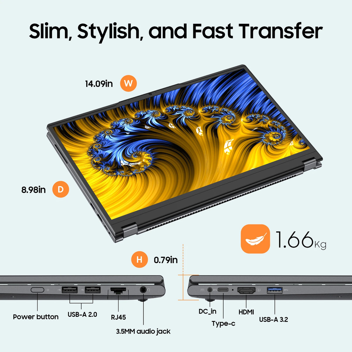 Z ZENAERO 2-In-1 Laptop Ryzen 3 3200U, 16GB RAM, 512GB SSD, Backlit Keyboard