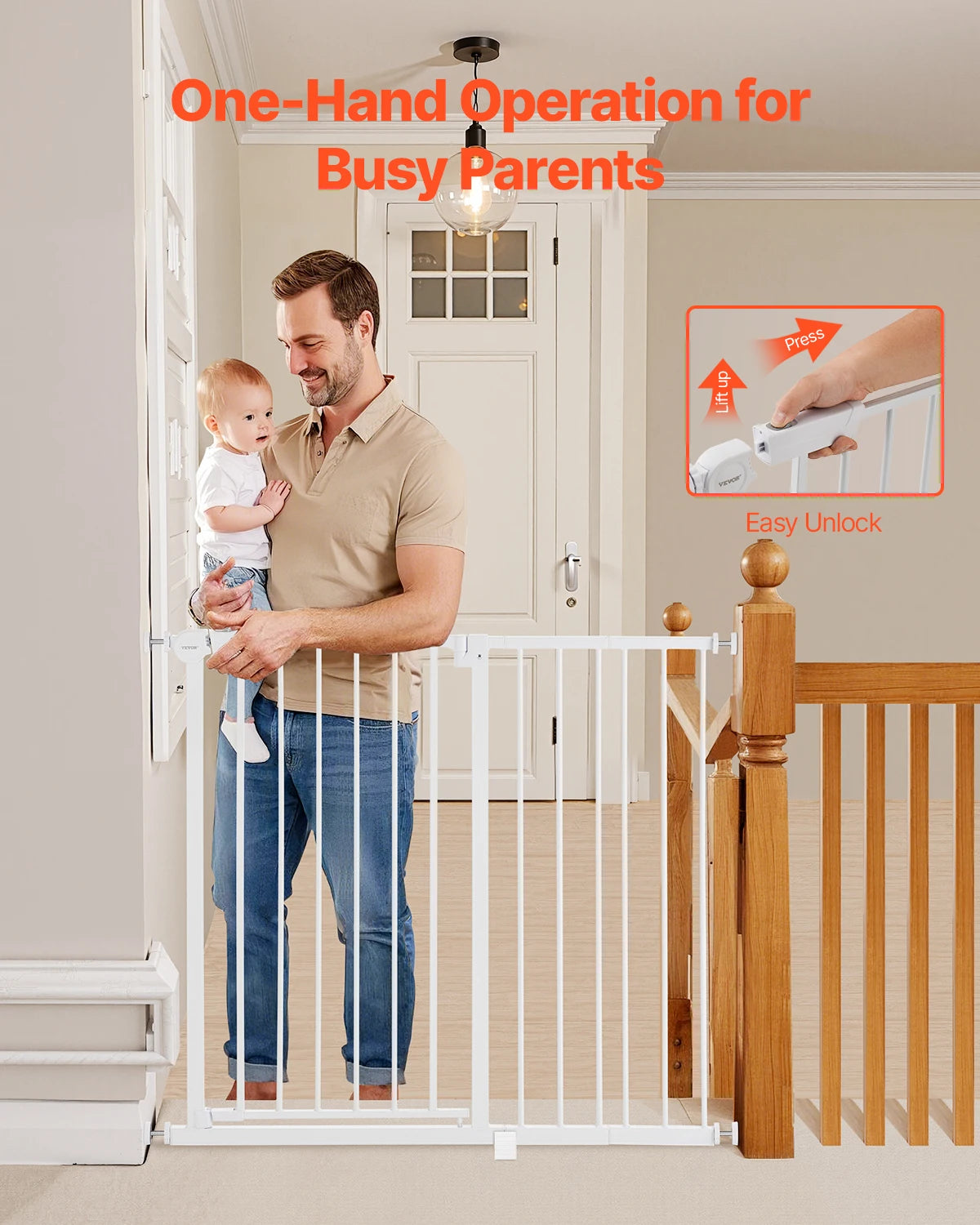 SucceBuy Baby Gate Pressure Mount Walk Through Pets And Kids