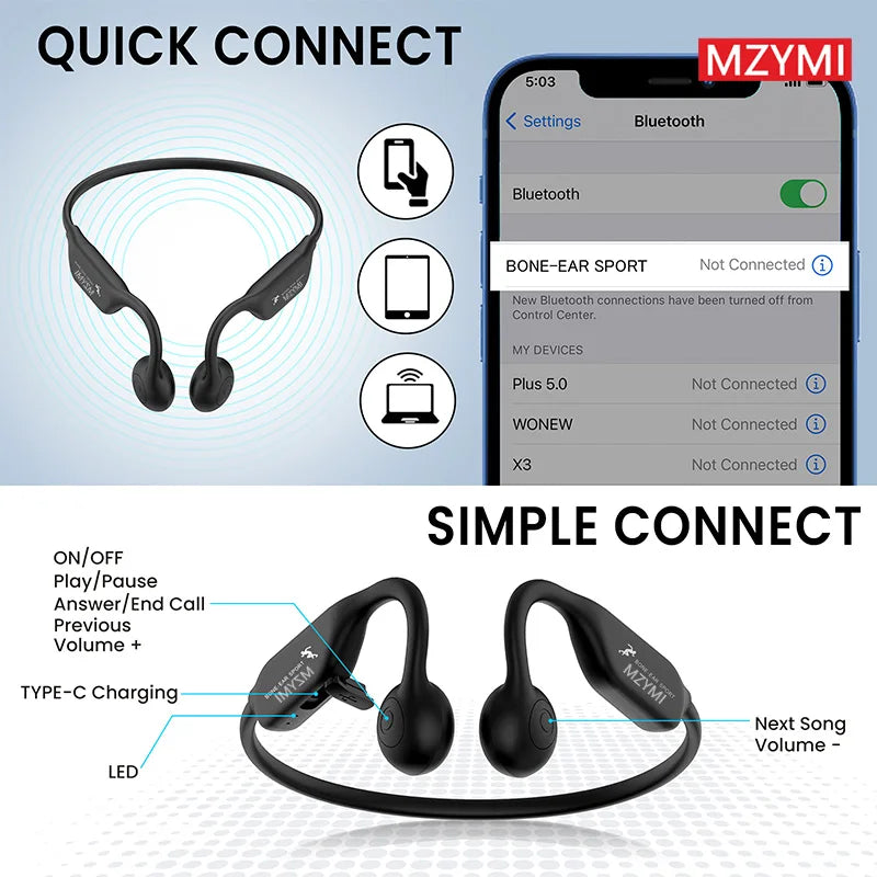 INMAS MZYMI A18 Bone Conduction Neckband Earphones IP56 Waterproof