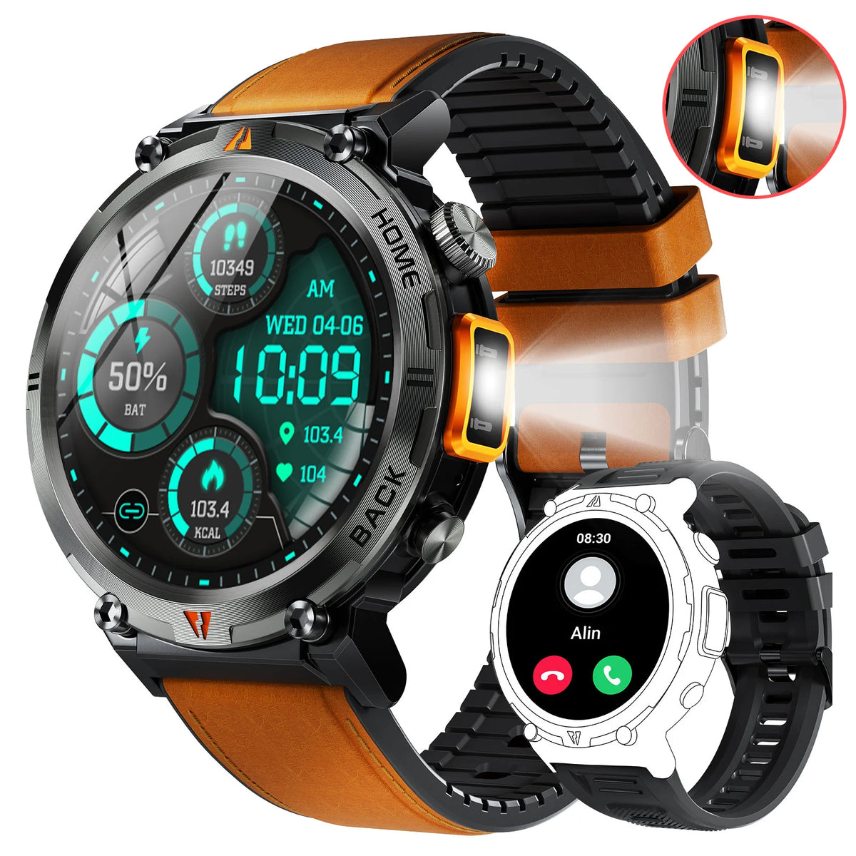 EIGIIS Smartwatch For Men Bluetooth With Heart Rate Monitor