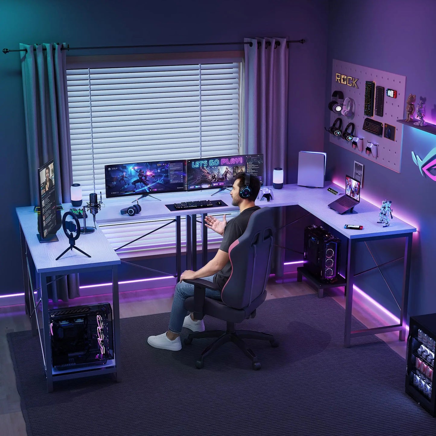 JHK L-Shaped Desk With CPU Shelf For Home Office And Gaming